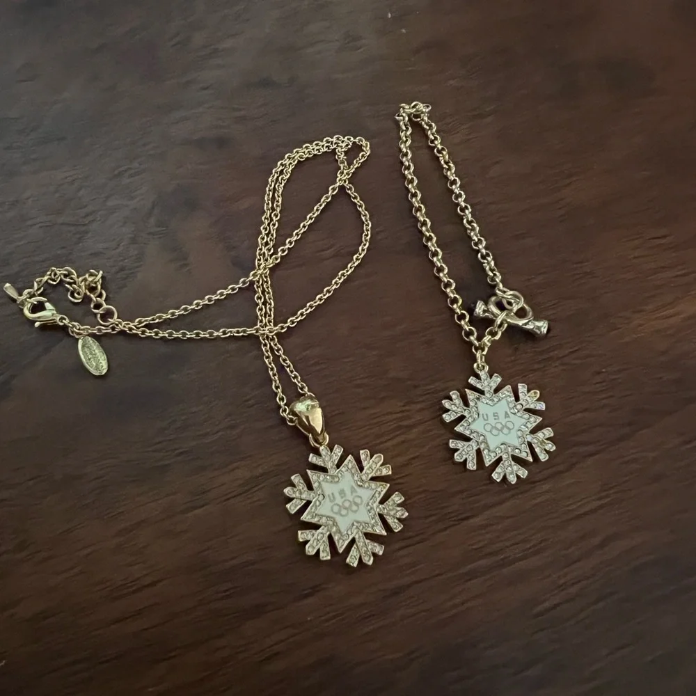 2002 SLC USA Winter Olympics Snowflake Necklace and matching Bracelet